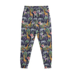 Tropical Zebra Giraffe Pattern Print Sweatpants