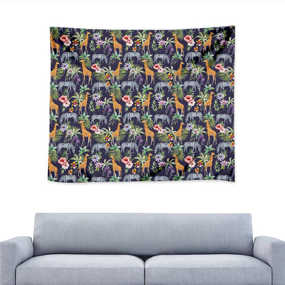 Tropical Zebra Giraffe Pattern Print Tapestry