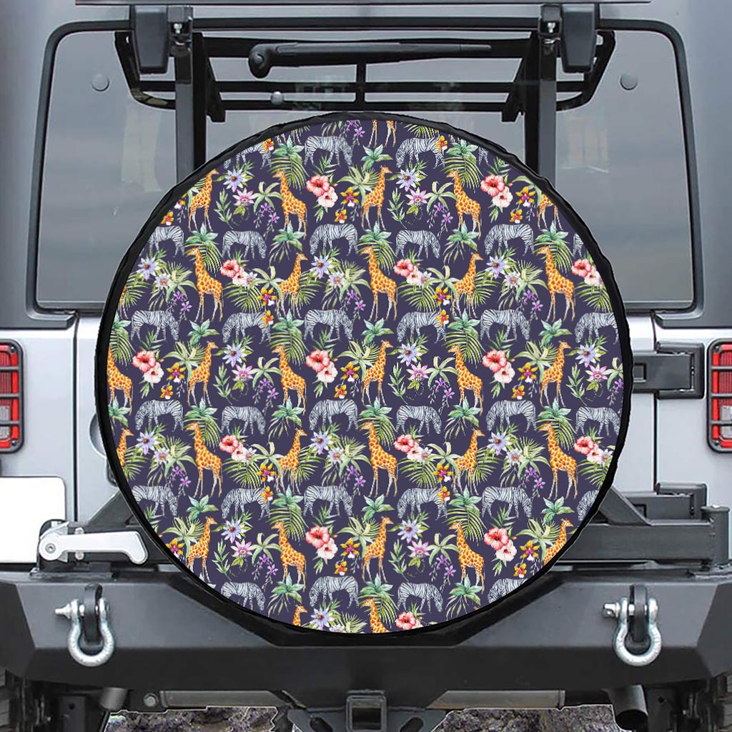 Tropical Zebra Giraffe Pattern Print Tire Cover