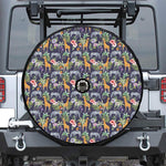 Tropical Zebra Giraffe Pattern Print Tire Cover With Camera Hole