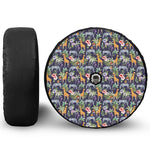 Tropical Zebra Giraffe Pattern Print Tire Cover With Camera Hole