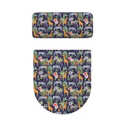 Tropical Zebra Giraffe Pattern Print Toilet Lid And Tank Cover Set