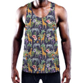 Tropical Zebra Giraffe Pattern Print Men's Workout Tank Top