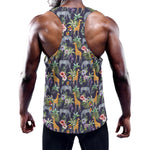Tropical Zebra Giraffe Pattern Print Training Tank Top