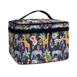 Tropical Zebra Giraffe Pattern Print Travel Makeup Bag