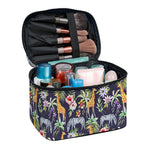 Tropical Zebra Giraffe Pattern Print Travel Makeup Bag