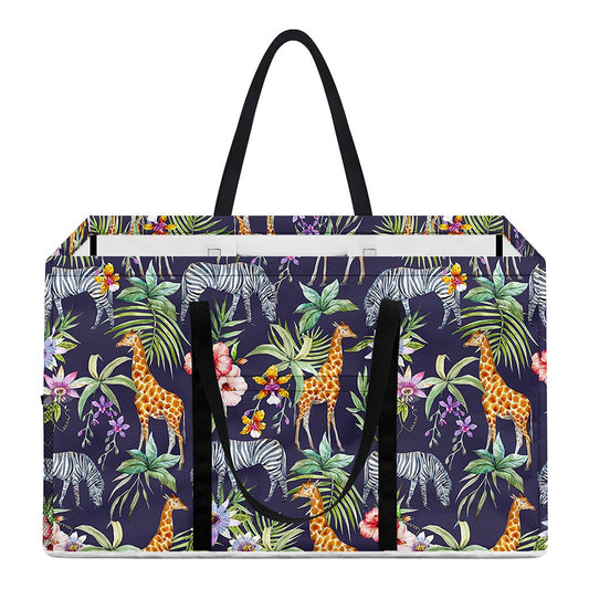 Tropical Zebra Giraffe Pattern Print Utility Tote Bag