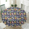 Tropical Zebra Giraffe Pattern Print Waterproof Round Tablecloth