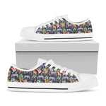 Tropical Zebra Giraffe Pattern Print White Low Top Sneakers