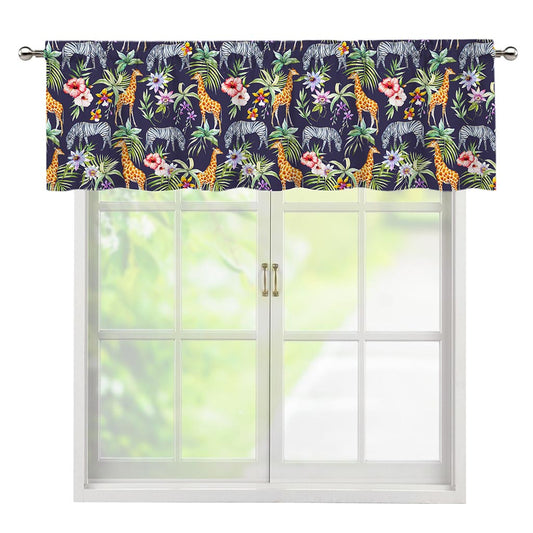 Tropical Zebra Giraffe Pattern Print Window Valance