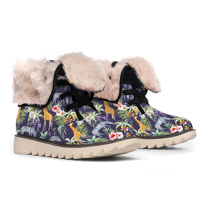 Tropical Zebra Giraffe Pattern Print Winter Boots