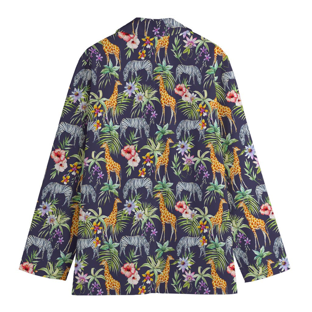 Tropical Zebra Giraffe Pattern Print Women's Blazer
