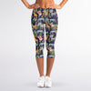 Tropical Zebra Giraffe Pattern Print Women's Capri Leggings