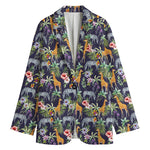 Tropical Zebra Giraffe Pattern Print Women's Cotton Blazer