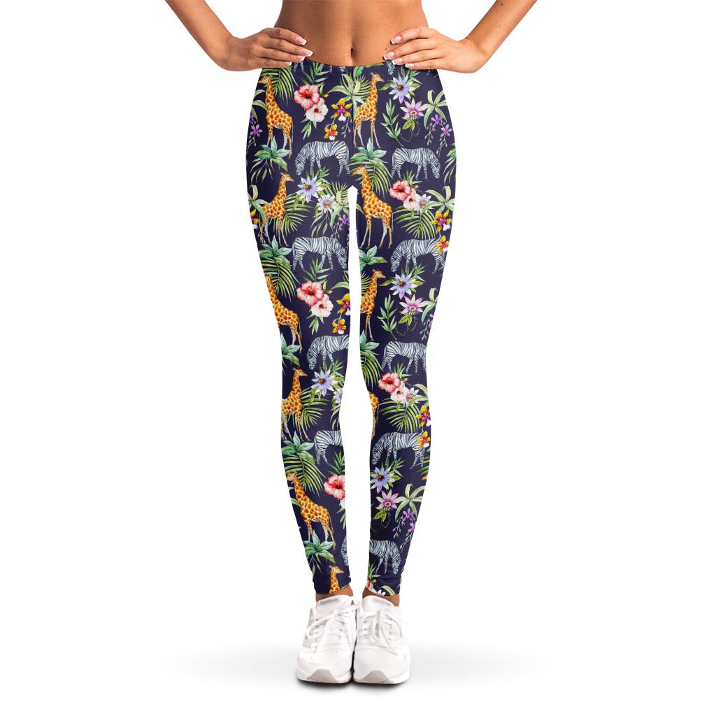 Tropical Zebra Giraffe Pattern Print Women's Leggings