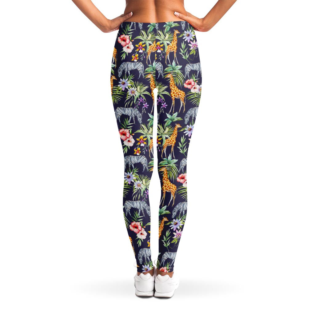 Tropical Zebra Giraffe Pattern Print Women's Leggings