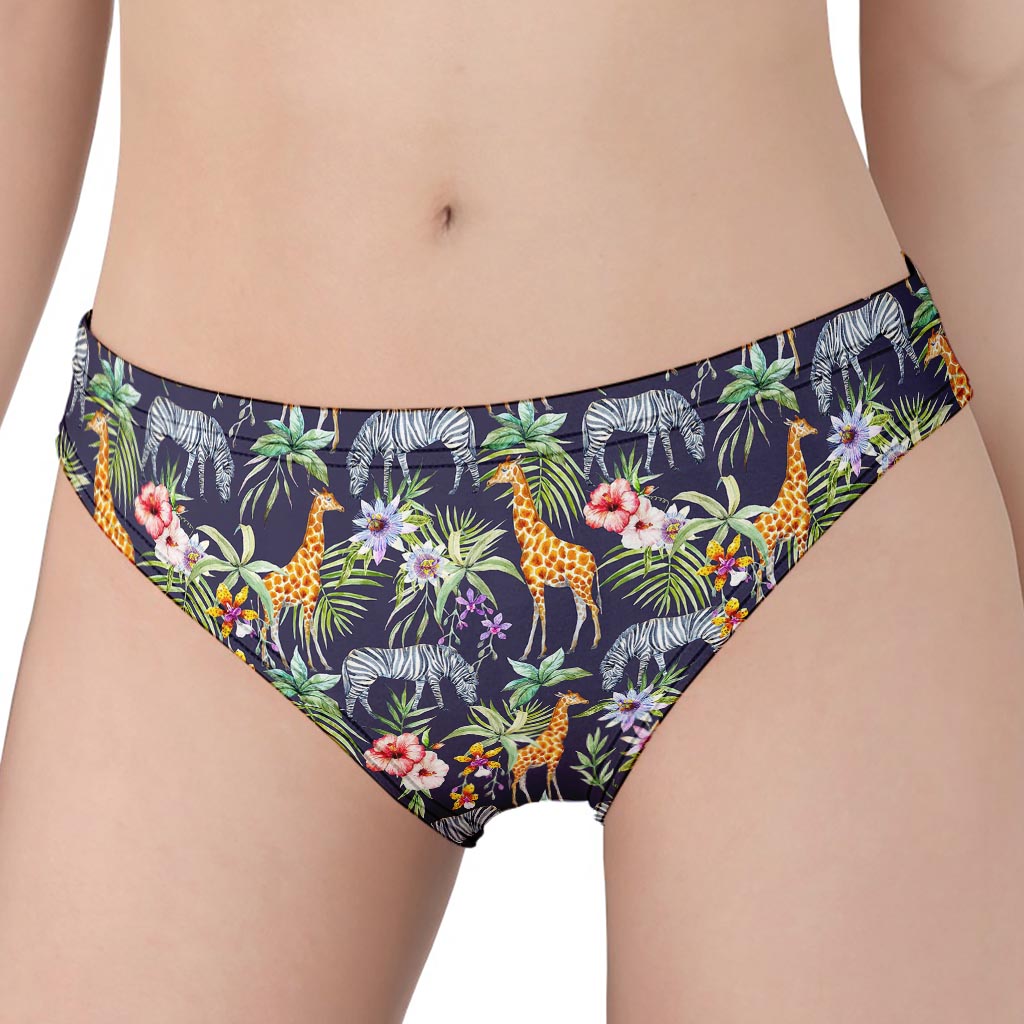 Tropical Zebra Giraffe Pattern Print Women's Panties