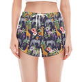 Tropical Zebra Giraffe Pattern Print Women's Split Running Shorts
