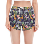 Tropical Zebra Giraffe Pattern Print Women's Split Running Shorts