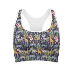 Tropical Zebra Giraffe Pattern Print Women's Sports Bra