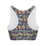 Tropical Zebra Giraffe Pattern Print Women's Sports Bra