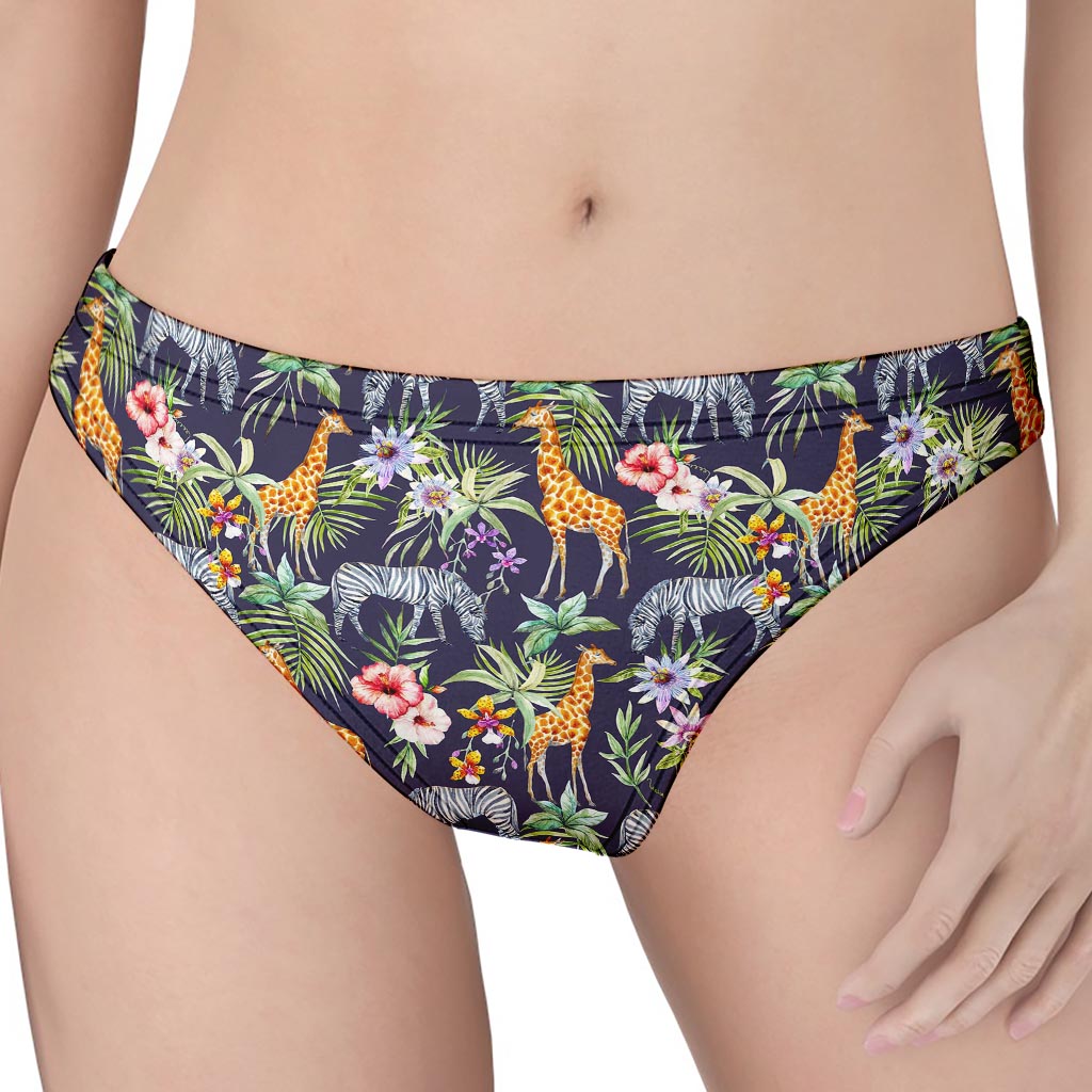 Tropical Zebra Giraffe Pattern Print Women's Thong