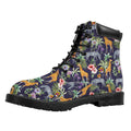 Tropical Zebra Giraffe Pattern Print Padded Collar Lace Up Boots