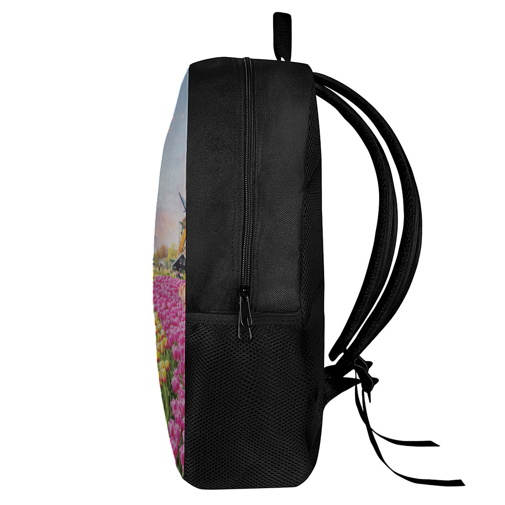 Tulip Field Print 17 Inch Backpack