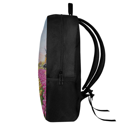 Tulip Field Print 17 Inch Backpack