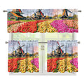 Tulip Field Print 3 Piece Kitchen Curtains