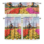 Tulip Field Print 3 Piece Kitchen Curtains