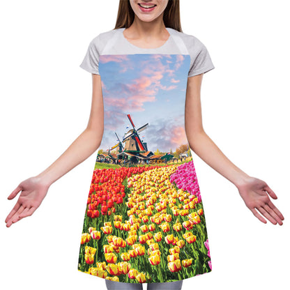 Tulip Field Print Adjustable Apron