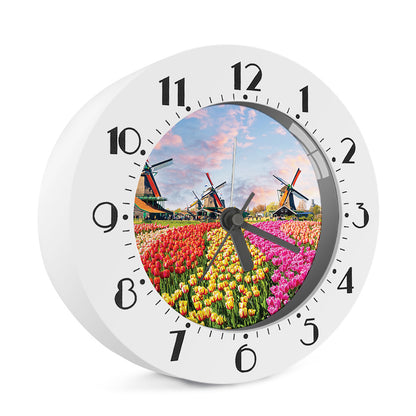 Tulip Field Print Alarm Clock