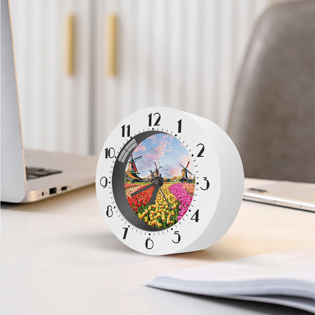 Tulip Field Print Alarm Clock
