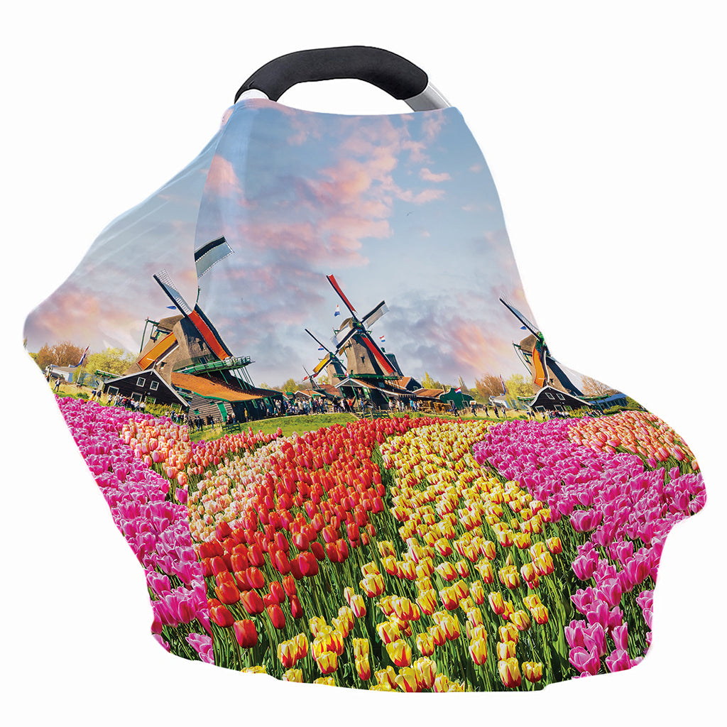 Tulip Field Print Baby Seat Cover
