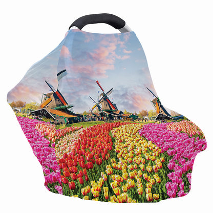 Tulip Field Print Baby Seat Cover