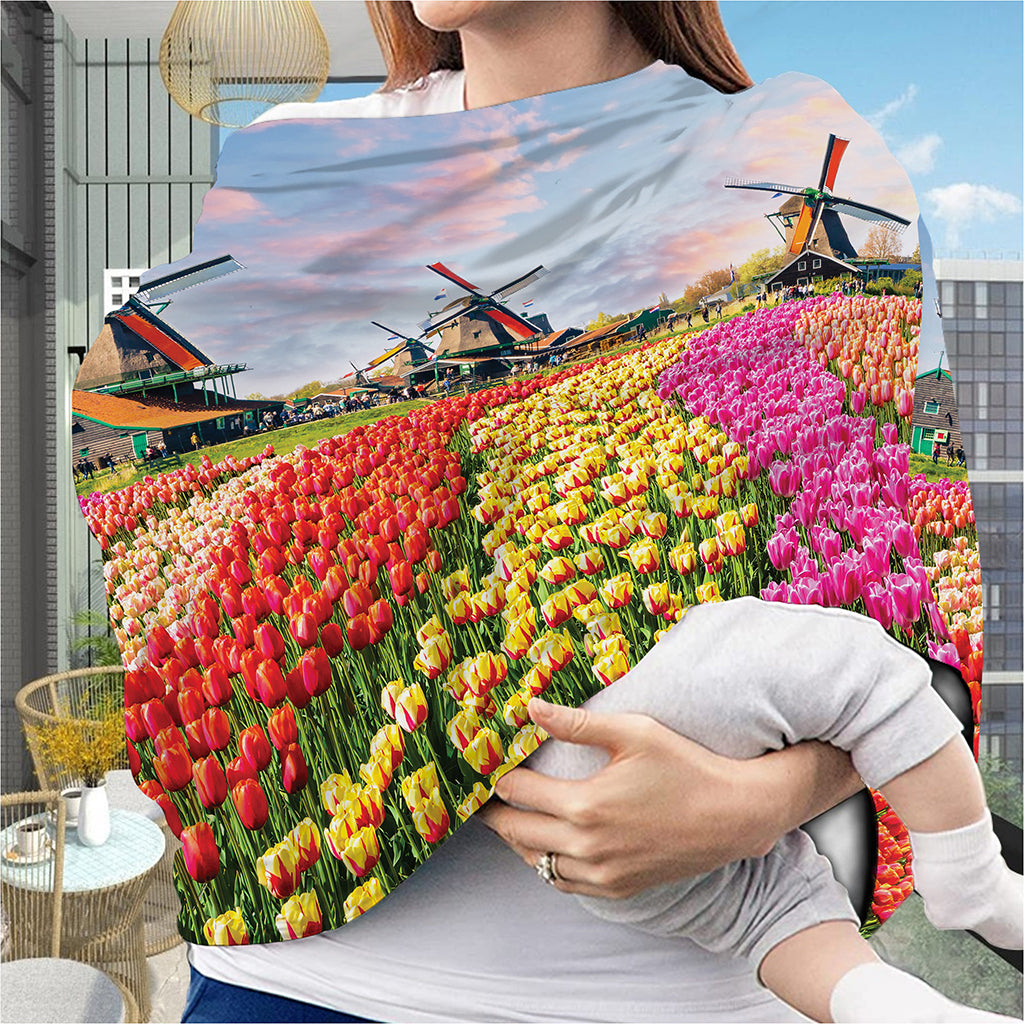 Tulip Field Print Baby Seat Cover