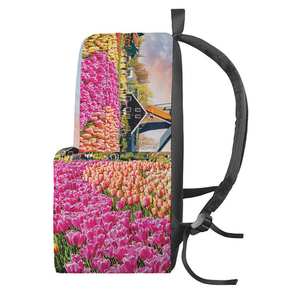 Tulip Field Print Backpack