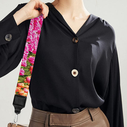 Tulip Field Print Bag Strap
