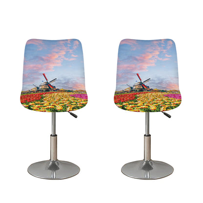 Tulip Field Print Bar Stool Covers