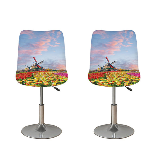 Tulip Field Print Bar Stool Covers