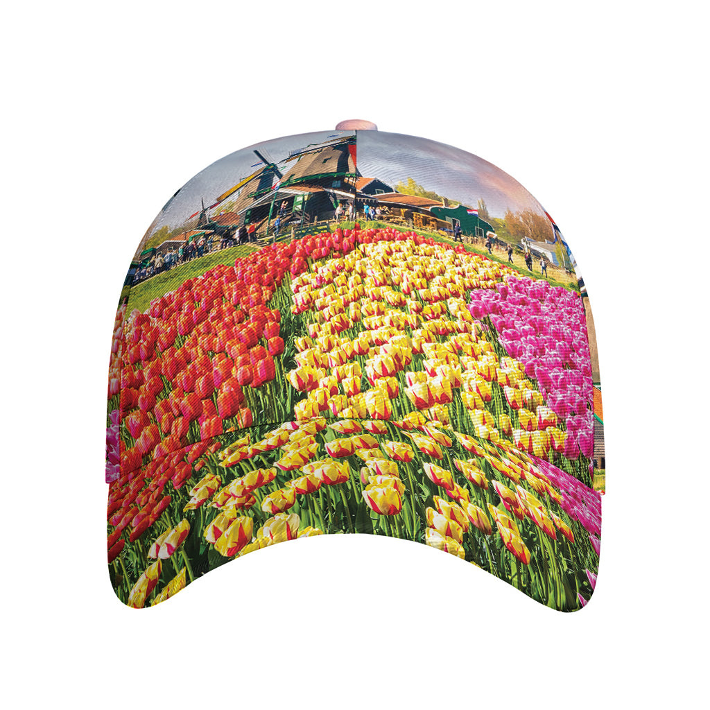 Tulip Field Print Baseball Cap