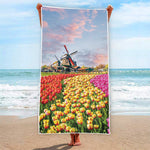 Tulip Field Print Beach Towel
