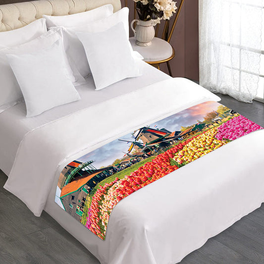 Tulip Field Print Bed Runner