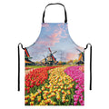 Tulip Field Print Bib Apron With Pocket