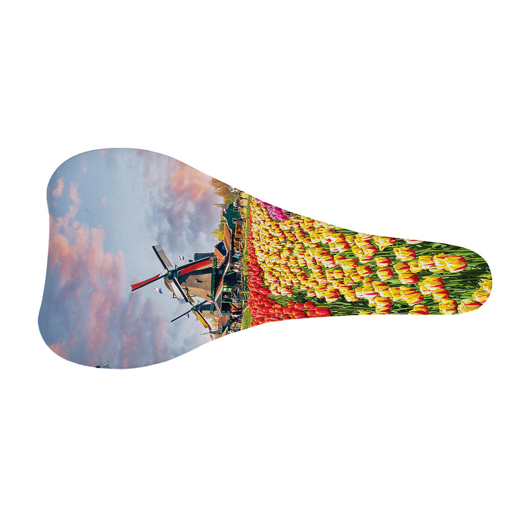 Tulip Field Print Bicycle Seat Cover