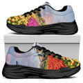 Tulip Field Print Black Chunky Shoes