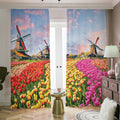 Tulip Field Print Dimout Pencil Pleat Curtains