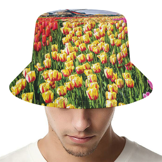 Tulip Field Print Bucket Hat