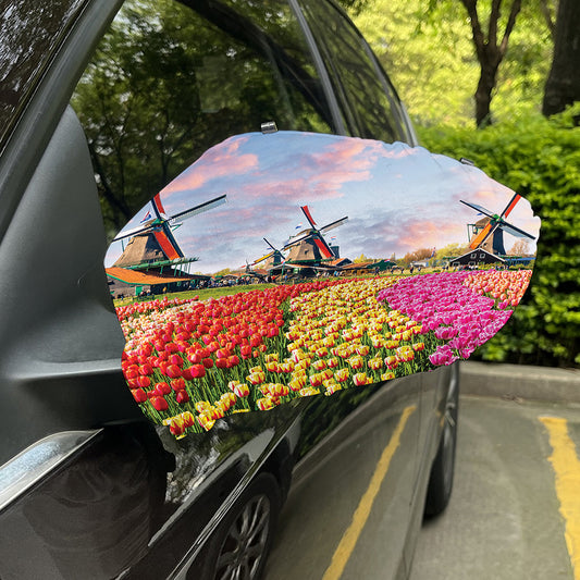 Tulip Field Print Car Side Mirror Covers